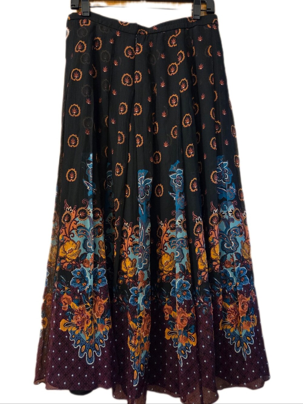 Coldwater Creek 100% Silk Maxi Skirt Boho Peasant Flowy Size Medium